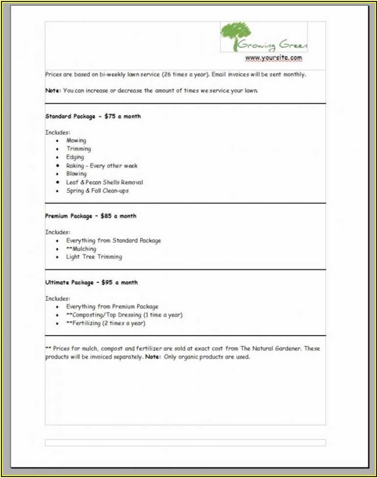 Lawn Care Proposal Template Midi box
